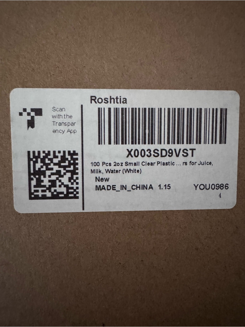 Roshtia -100 Pcs 20z Small Clear Plastic...